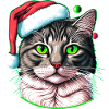 Pretty cat wearing Xmas hat