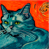 Cat painted by Van Gogh