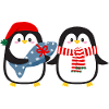 Cute penguins with gift