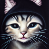 Black hooded kitten