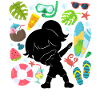 Silhouette Dabbing Girl Summer Time Beach Style