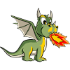 Lindo dragón escupe fuego Dragón de dibujos animados