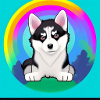 Cute Husky Rainbow Comic Design