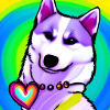 Cute Husky Rainbow Comic Design