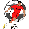 Teamrot Fußballheld im Sprint