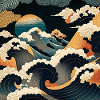 Ukiyo Wave Art japonais