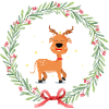 Funny reindeer in Christmas wreath