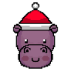 Hippo Pixelated Christmas - Funny