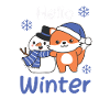 Fox Hello Winter snowman snow