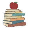 Apple auf Buchstapel - roter Apfel & Bücher