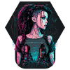 Peinture étonnante d’une belle cyber-dame