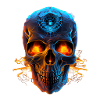 Skull with flaming eyes