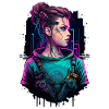 Superbe dessin d’une cyber-femme