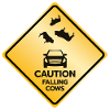 Caution Sign Falling Cows