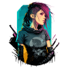 Dessin étonnant d’une cyber-femme