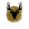 Golden deer silhouette in a circle