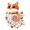 Cat, flowers, butterflies, cat lovers.