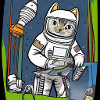Astronaut cat builds spaceship