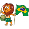 Lion with the Brazilian flag