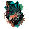 Cooles digitales Gemälde eines Wolfes