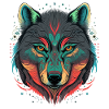 Digitale Darstellung eines Wolfskopfes