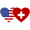 États-Unis, Suisse, Drapeau, Coeur