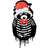 raccoon,black and white,pantomime, Christmas