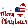 Mery Christmas USA Flag Heart