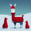 Cute Llama Red-White Christmas Scarf