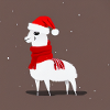 Llama Red-White Christmas Scarf 2
