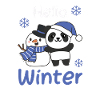 Panda Hello Winter snowman snow