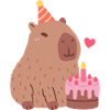 Cute Capybara And Birthday Cake