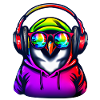 Pinguin mit Pullover und Sonnenbrille