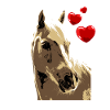 Brun häst med hjärtan hästmotiv Vintage