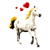 Weißes Pferd Blond mit Herzen Pferdemotiv Vintage