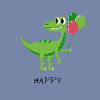 ,,happy"" Dino-Design mit Luftballon