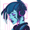 Beau visage d’une femme futuriste