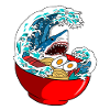 Shark eats ramen Japanese food