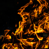 Blazing fire at night