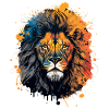Ink Painting of Lion Head