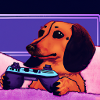 Dachshund Synthwave Gaming