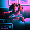Dachshund Synthwave Gaming