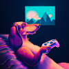 Dachshund Synthwave Gaming