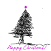 Happy Christmas - pink & wildly drawn