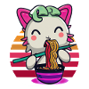 Axolotl cat eats ramen noodles