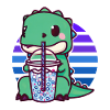 Dinosaur drinks bubble tea