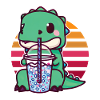Dinosaur drinks bubble tea