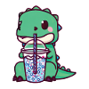 Dinosaur drinks bubble tea