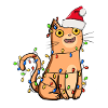 Chat avec guirlande lumineuse