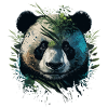Panda hiding behinde leaths